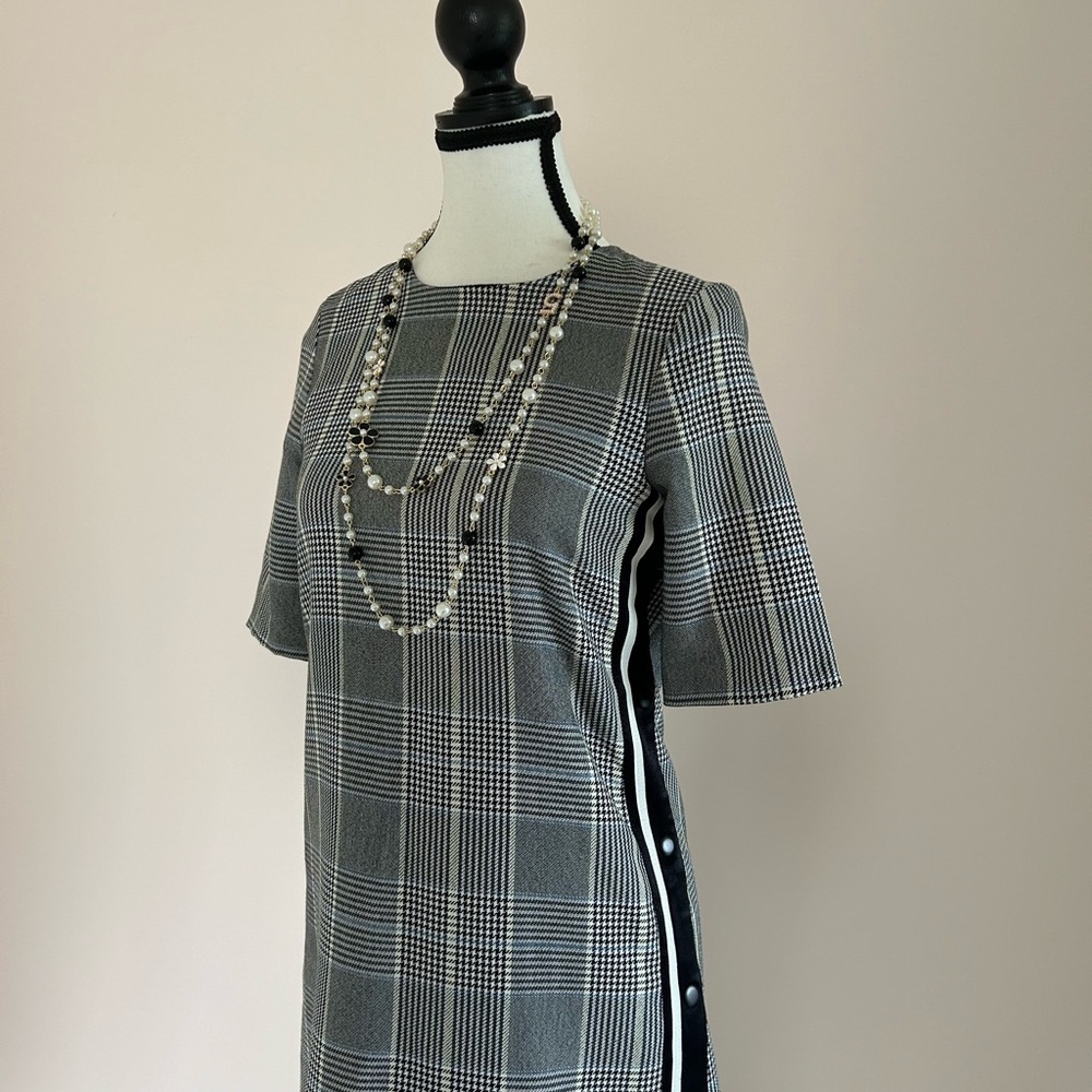 Zara Plaid Gingham Check Snap Botton Dress - Picture 4 of 7